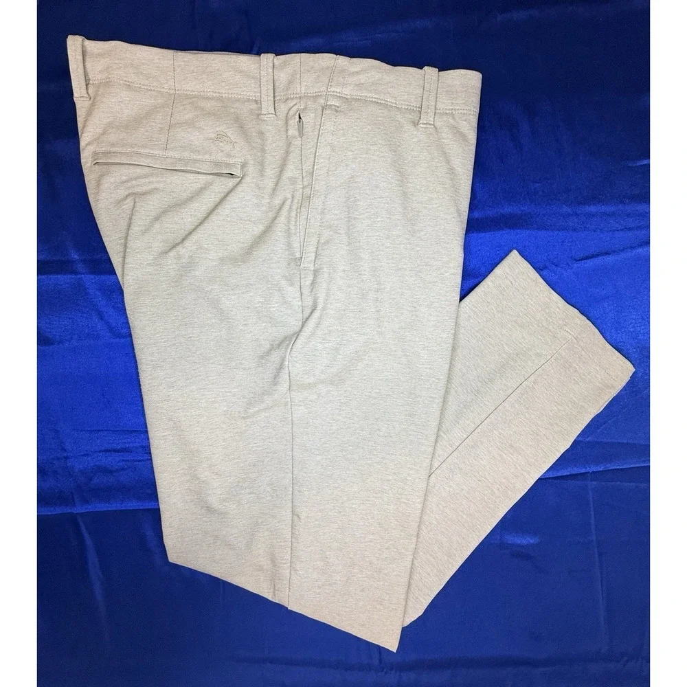 Tommy Bahama Mens 38x30 On Par Flat Front Chino Pants Tan IslandZone Performance